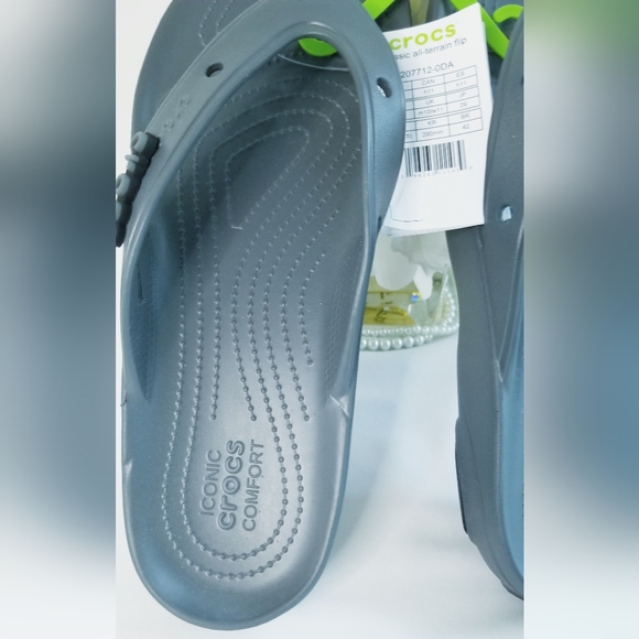 NWT CROCS Classic All-Terrain Flip Flops Slate Grey Men's Size 11 - Picture 5 of 7